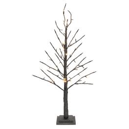 BreeBe - LED Black Glittered Twig Tree 36"H - Silver