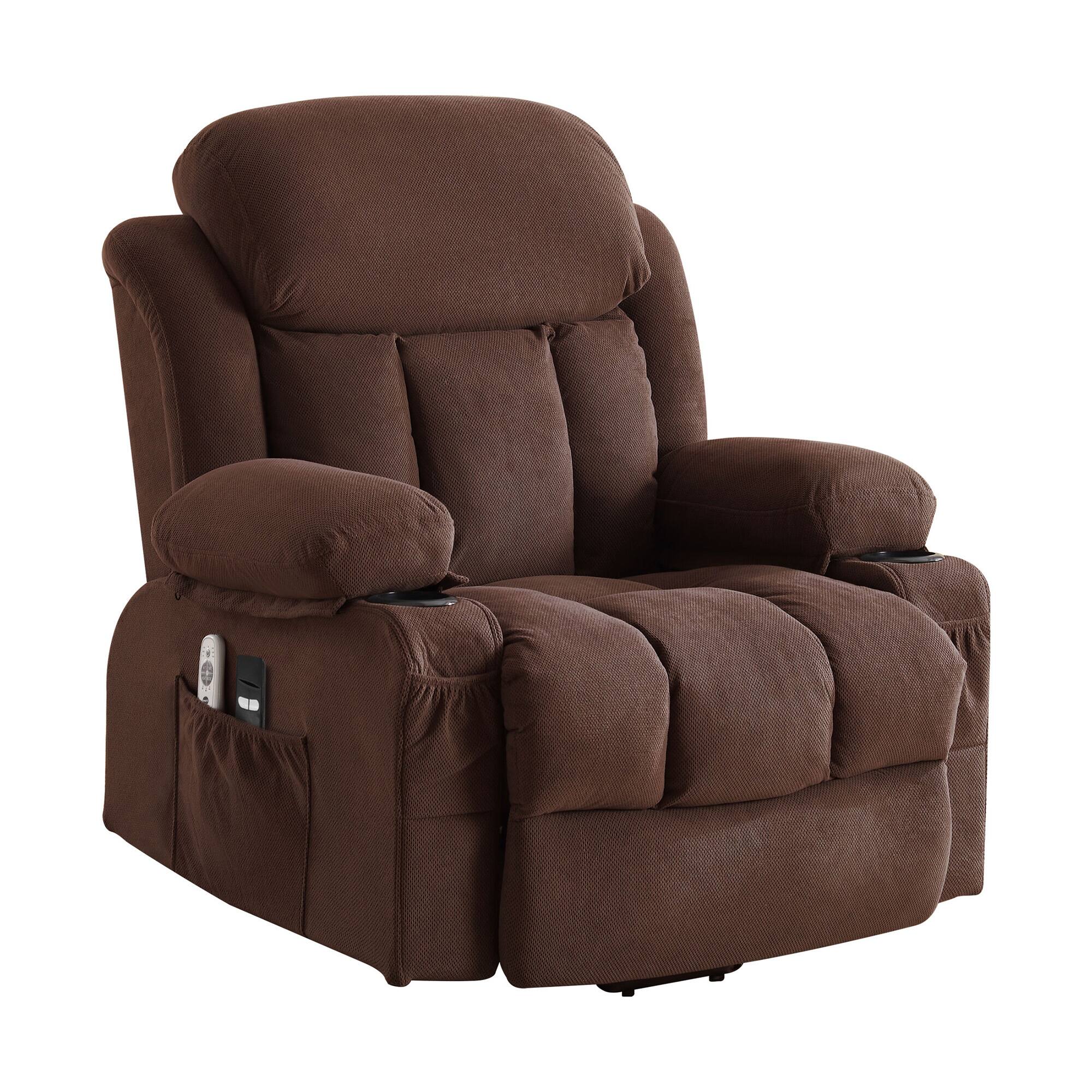 Alt View 6. GOODSILO - Power Lift Recliner Chair with Heat & Massage, Electric Fabric Recliner for Elderly with USB Port & Remote - Brown.
