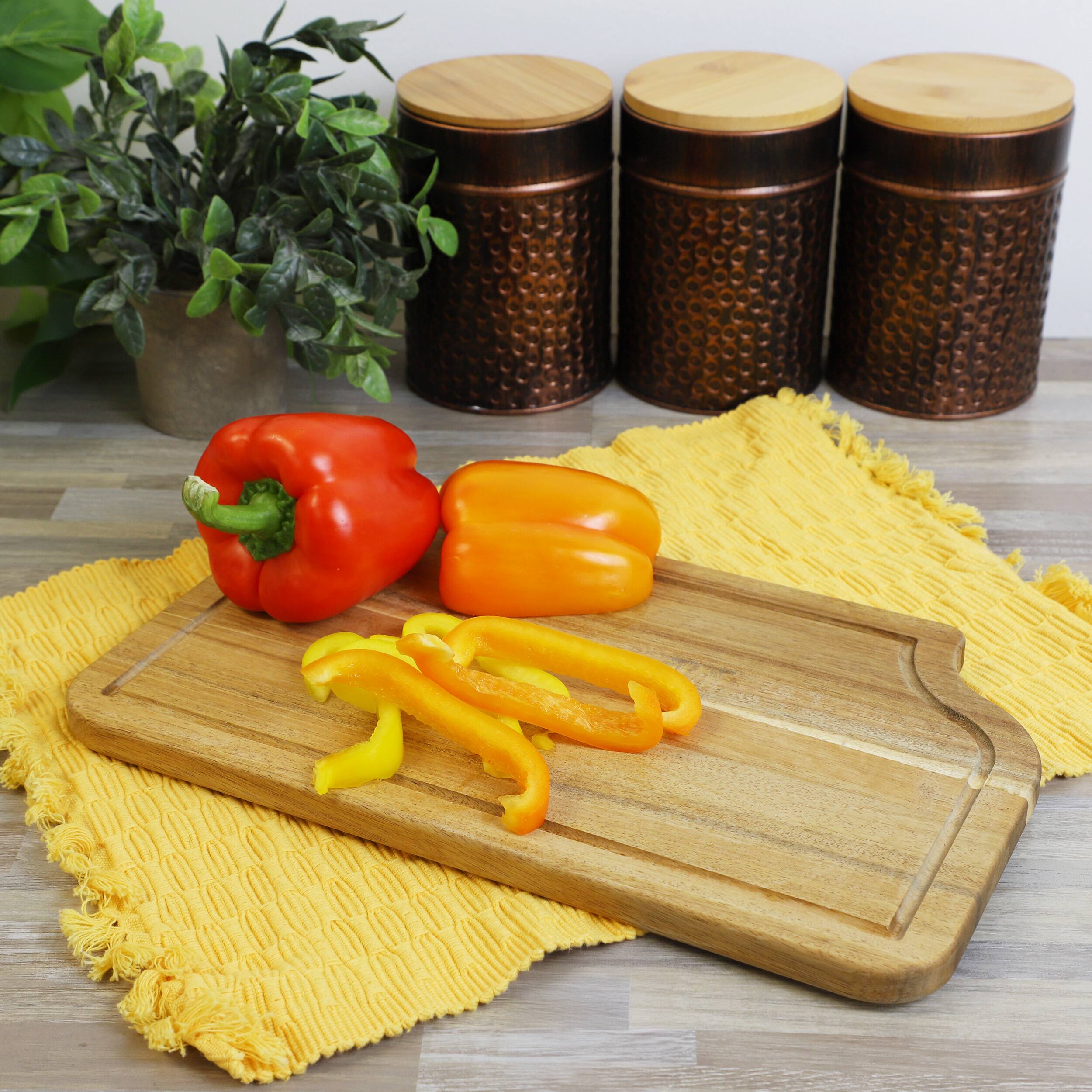 Alt View 5. MegaChef - MegaChef 14 x 8.5 Inch Acacia Wood Cutting, Prep and Serving Butcher Cutting Board - Brown.