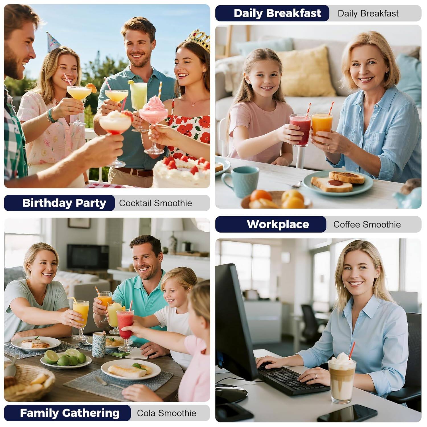 - Daily Breakfast
- Daily Breakfast
- Birthday Party
- Cocktail Smoothie
- Family Gathering
- Cola Smoothie
- Workplace
- Coffee Smoothie
