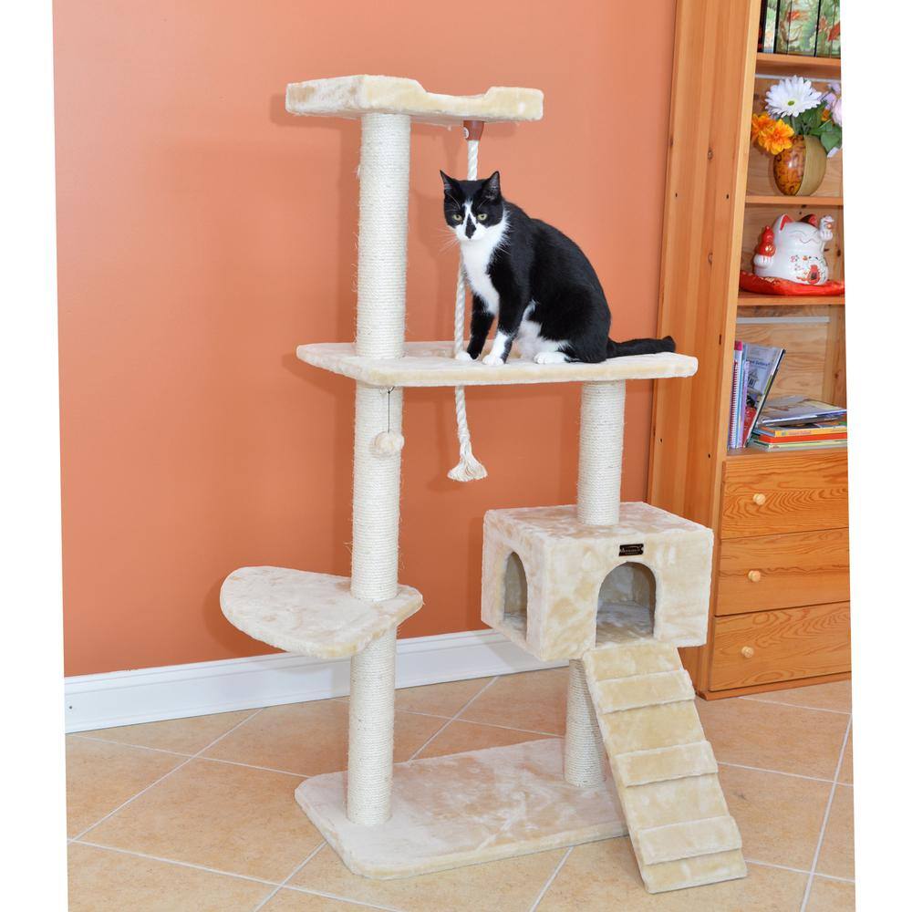 Alt View 1. Armarkat - Natural Sisal Real Wood Scratching Cat Tree 58 Height Beige - Beige.