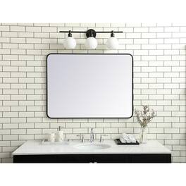 Elegant Decor - Soft corner metal rectangular mirror 30x40 inch - Black