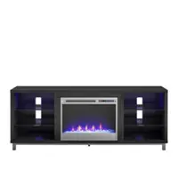 Ameriwood Home - Lumina Deluxe Fireplace TV Stand (70”) - Black Oak - Front_Zoom