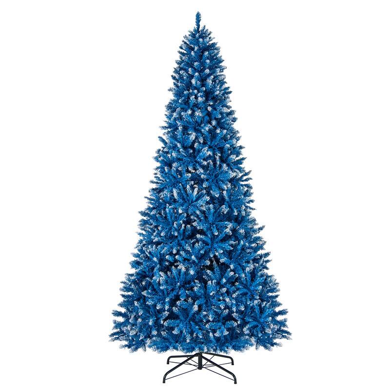 WELLFOR 9ft Pre‑lit Hinged Snowy‑ Artificial Christmas Tree with