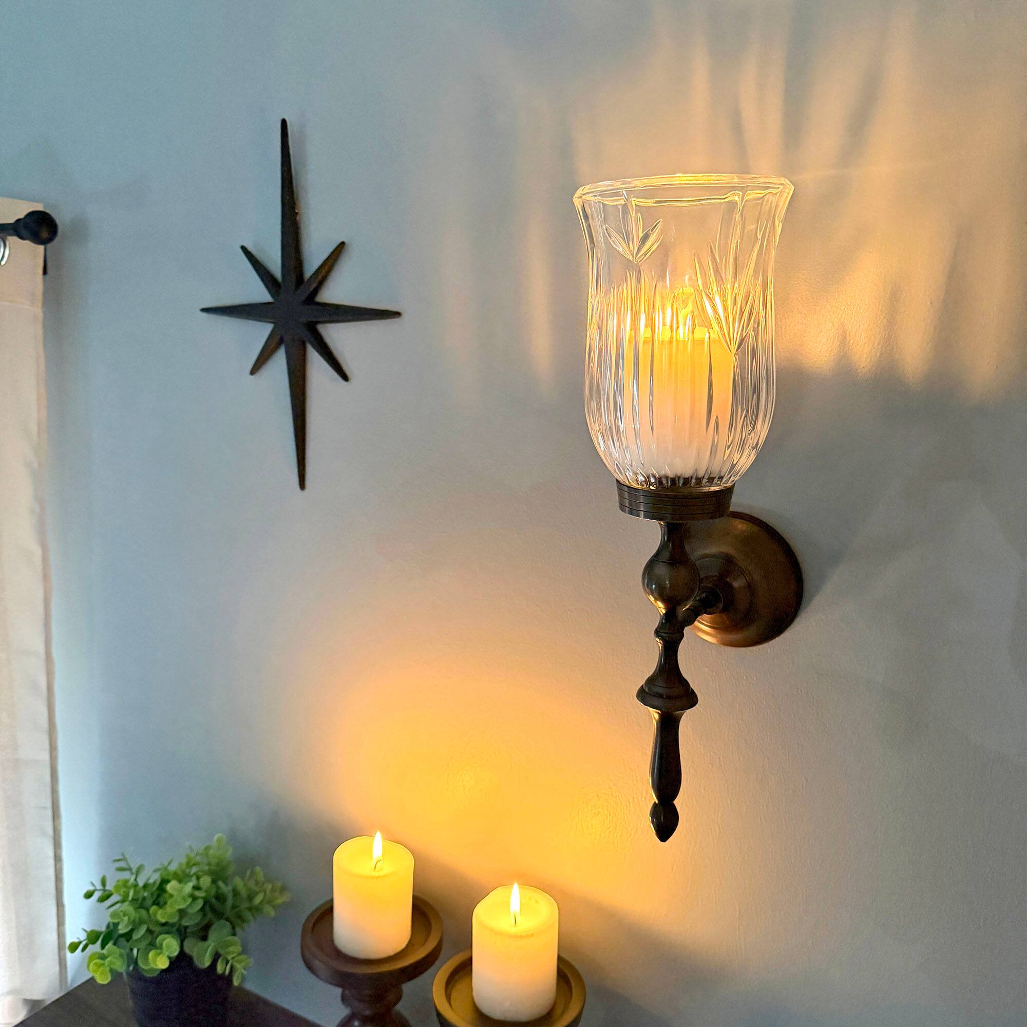 Alt View 3. Things2Die4 - Wall Candle Sconce Bronze Finish Lead Crystal Glass 15 in Metal and Glass - Bronze.