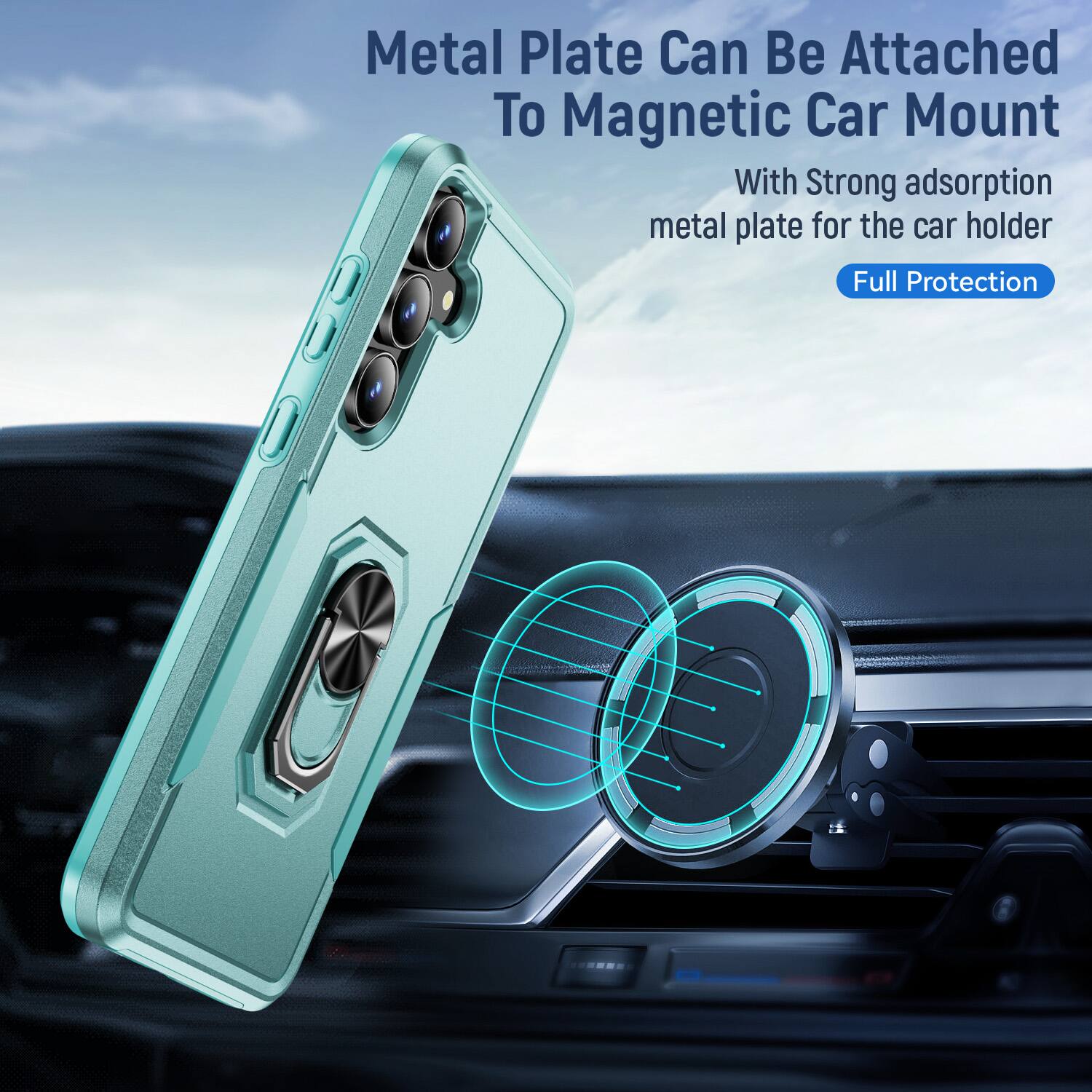 Metal Plate Can Be Attached To Magnetic Car Mount

With Strong adsorption metal plate for the car holder

Full Protection