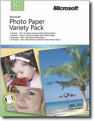 Front Standard. Microsoft - 30-Pack Photo Paper Variety Pack.