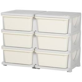 Ecooso - 3-Tier Kids Toy Storage Organizer, 6 Drawer Plastic Cabinet with Bins for Playroom, Nursery and Kids Bedroom - Cream White