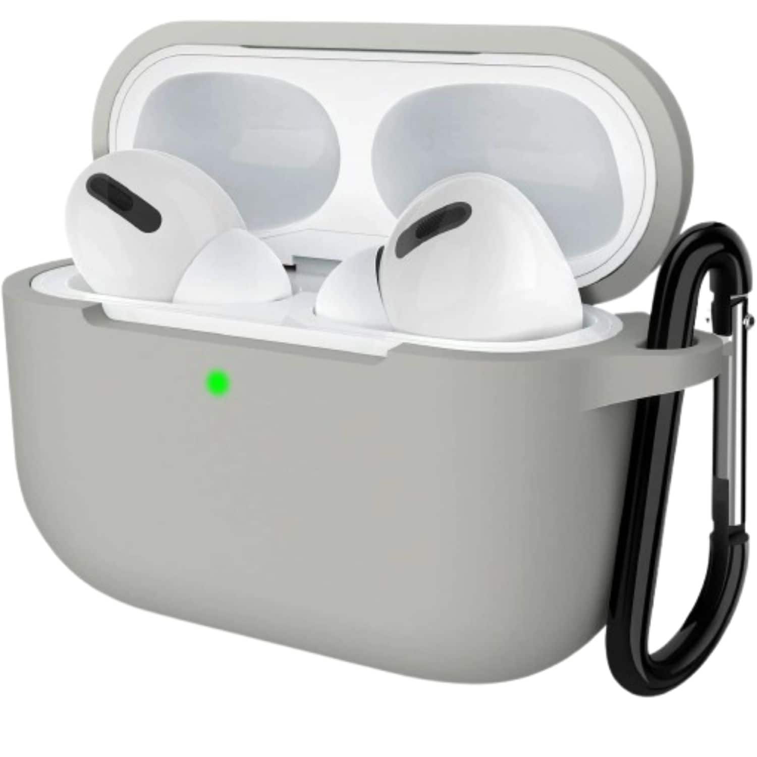 Front. Home Collection - Gray Shockproof Silicone Protective Case with Keychain for Apple AirPods 3rd - Gray.