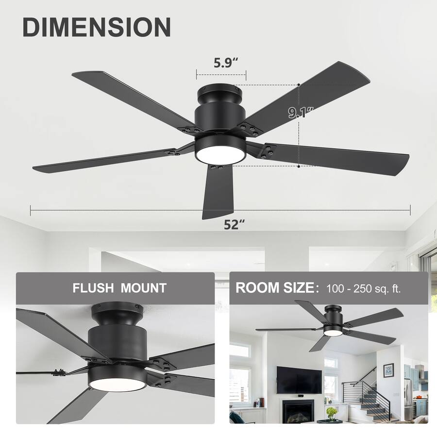 Plastic Led Design Breezary 52 Inch Modern Ceiling Fan with Acrylic Light Shade, RGB LED ...