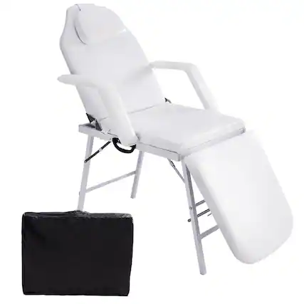 Front. Gymax - Gymax Tattoo Parlor Spa Salon Facial Bed Beauty Massage Portable White - white.