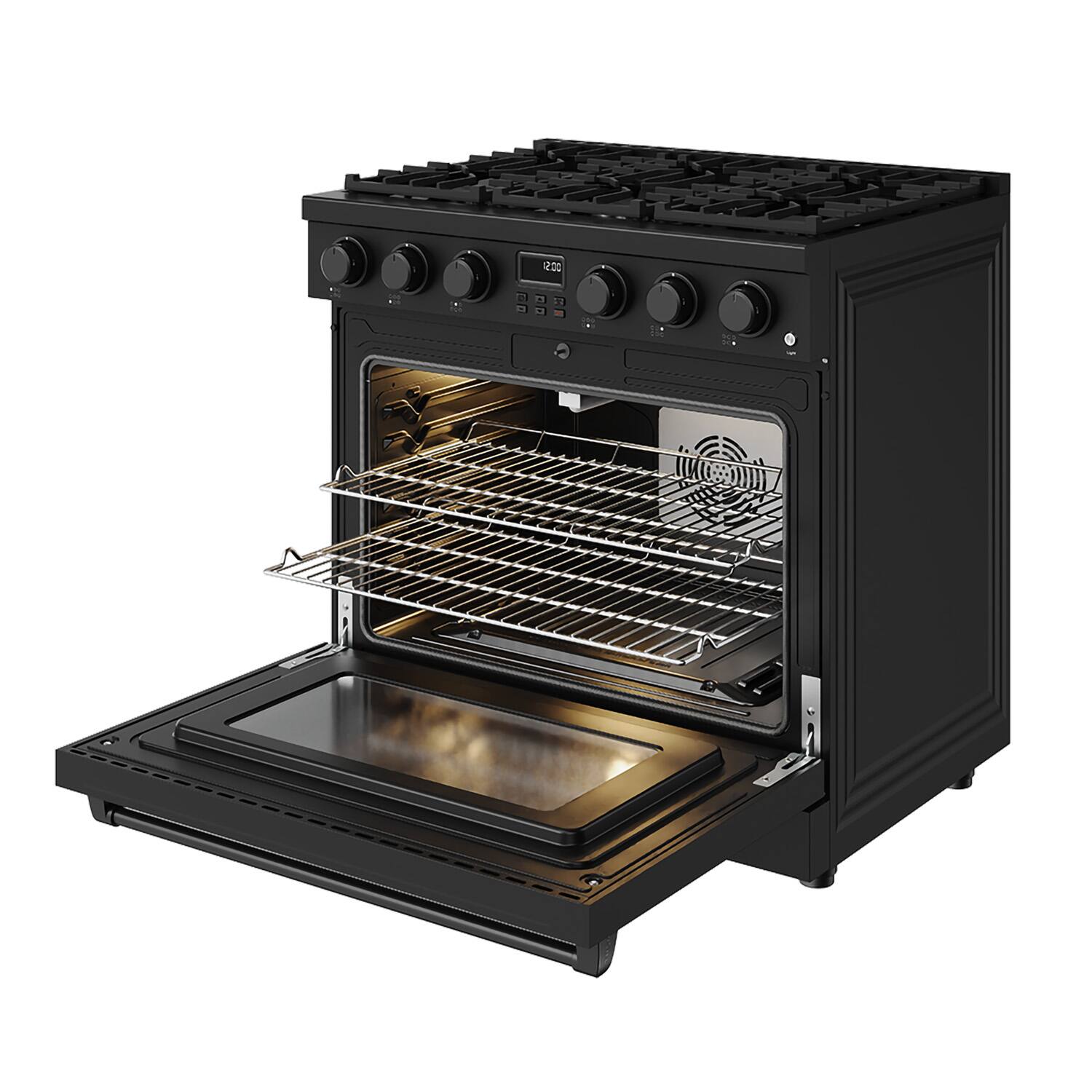 Alt View 6. Thor Kitchen - 6.0 Cu. Ft. Freestanding LP Gas Convection Range - Matte black.