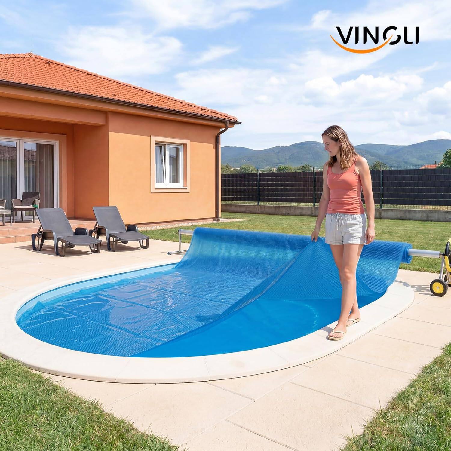Alt View 8. Winado - 12Mil Solar Pool Cover 15x30FT Solar Blanket-Heavy Duty Solar Pool Cover for Above Ground Inground Swimming Pool Oval - Blue.