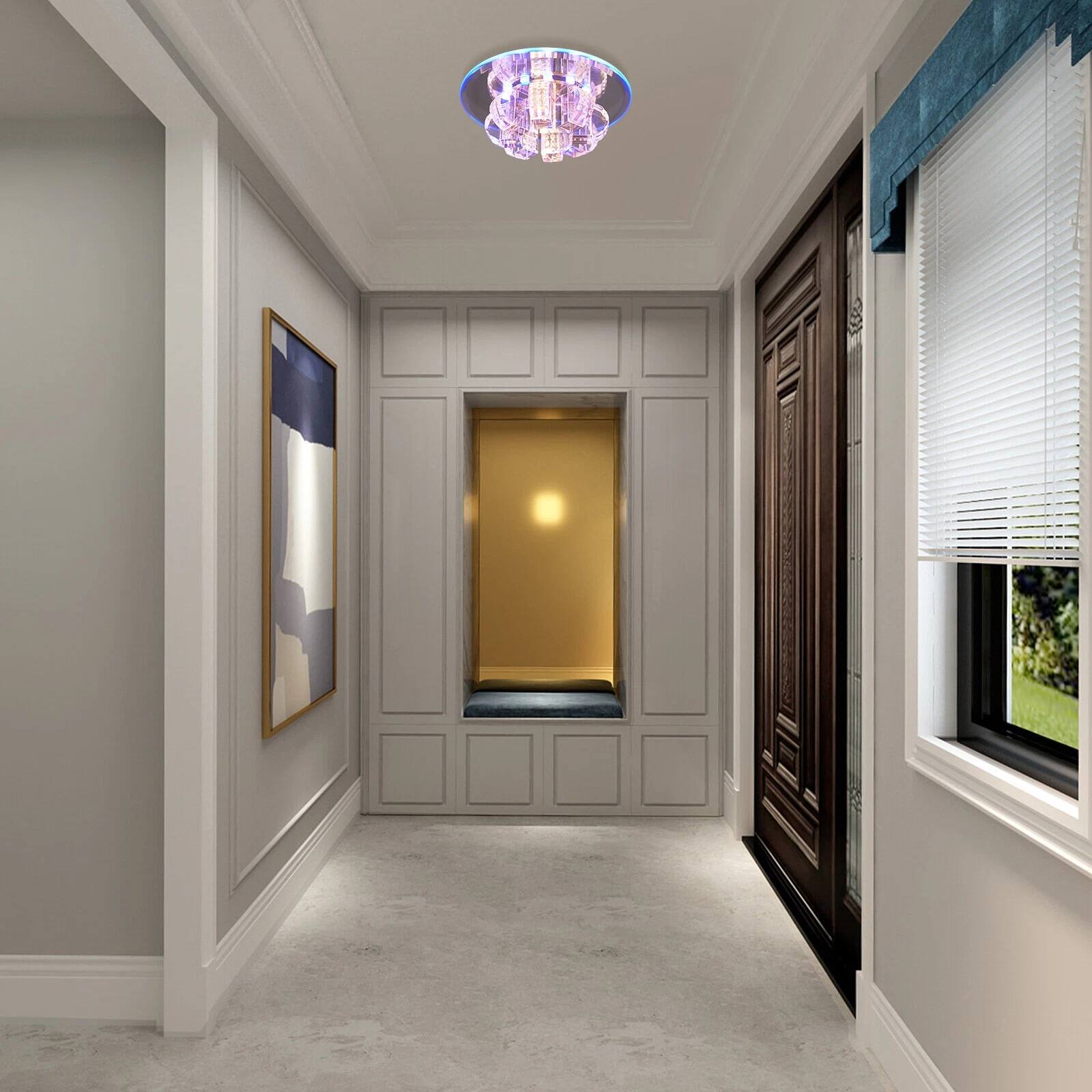 Angle. Home Collection - 18cm Modern Crystal LED Flush Mount Ceiling Light Fixture for Hallway and Bedroom.