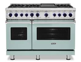 Viking - 48"W./24"D. Dual Fuel Sealed Burner Range-6 Burners/Griddle - Splash