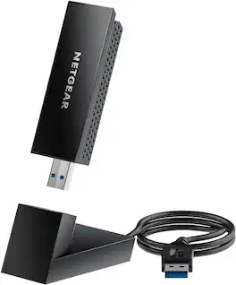 NETGEAR - A8000-100PAR Nighthawk AXE3000 Tri-Band WiFi 6 or 6E USB 3.0 Adapter, Up to 3Gbps - Refurbished Excellent - Black