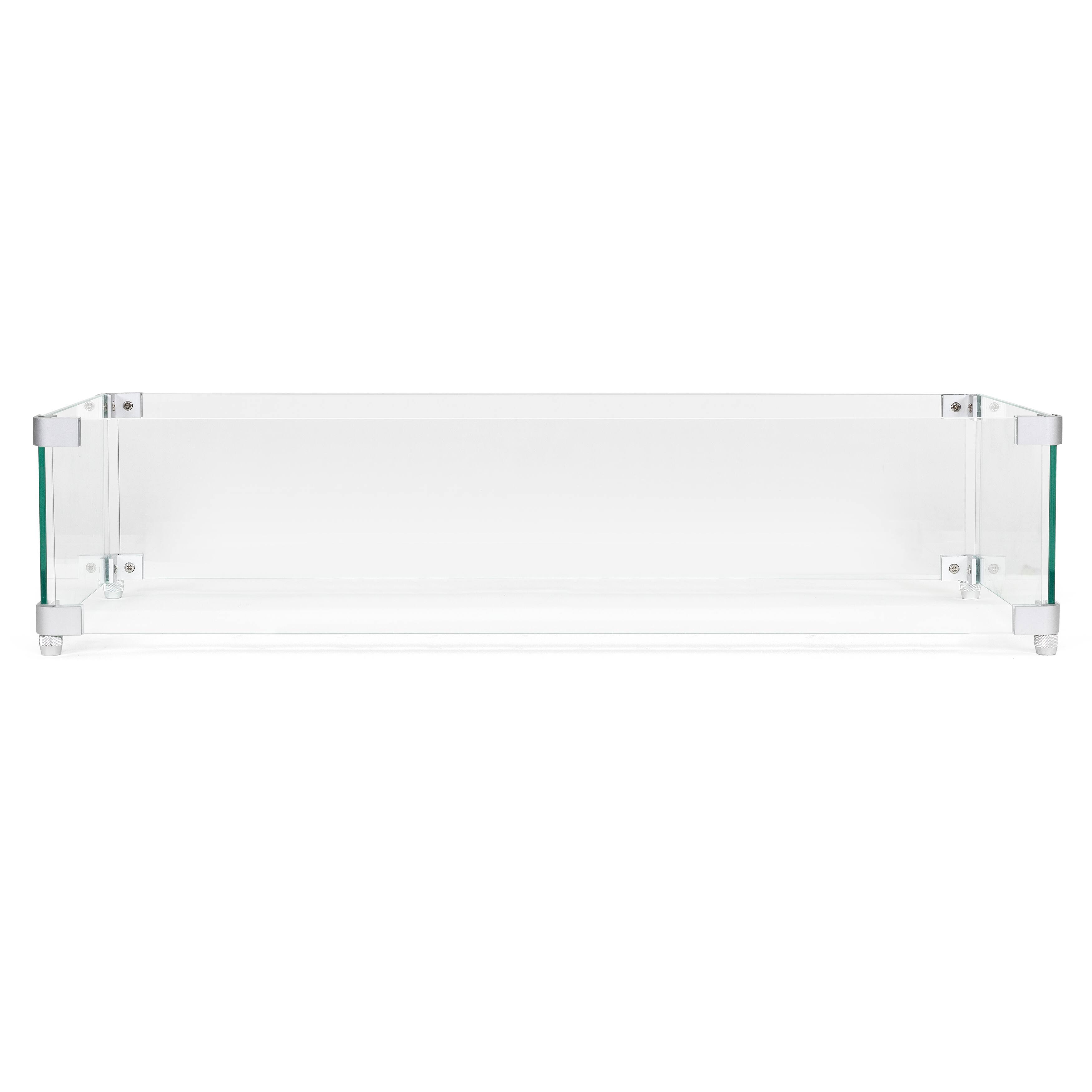 Alt View 9. Nuu Garden - Nuu Garden Rectangular Fire Pit Wind Guard, Tempered Glass with Polished Aluminum Brackets - Transparent.