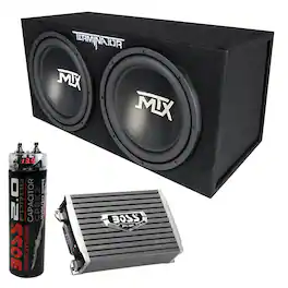MTX - TNE212D 12" 1200W Dual Loaded Subwoofer Box + 1500W Amplifier + Capacitor - Black