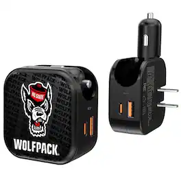 Keyscaper - Black NC State Wolfpack Two-In-One USB A/C Charger - Black