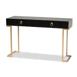 Baxton Studio - Beagan Modern and Contemporary Finished Wood and Metal 2-Drawer Console Table - Black/Gold