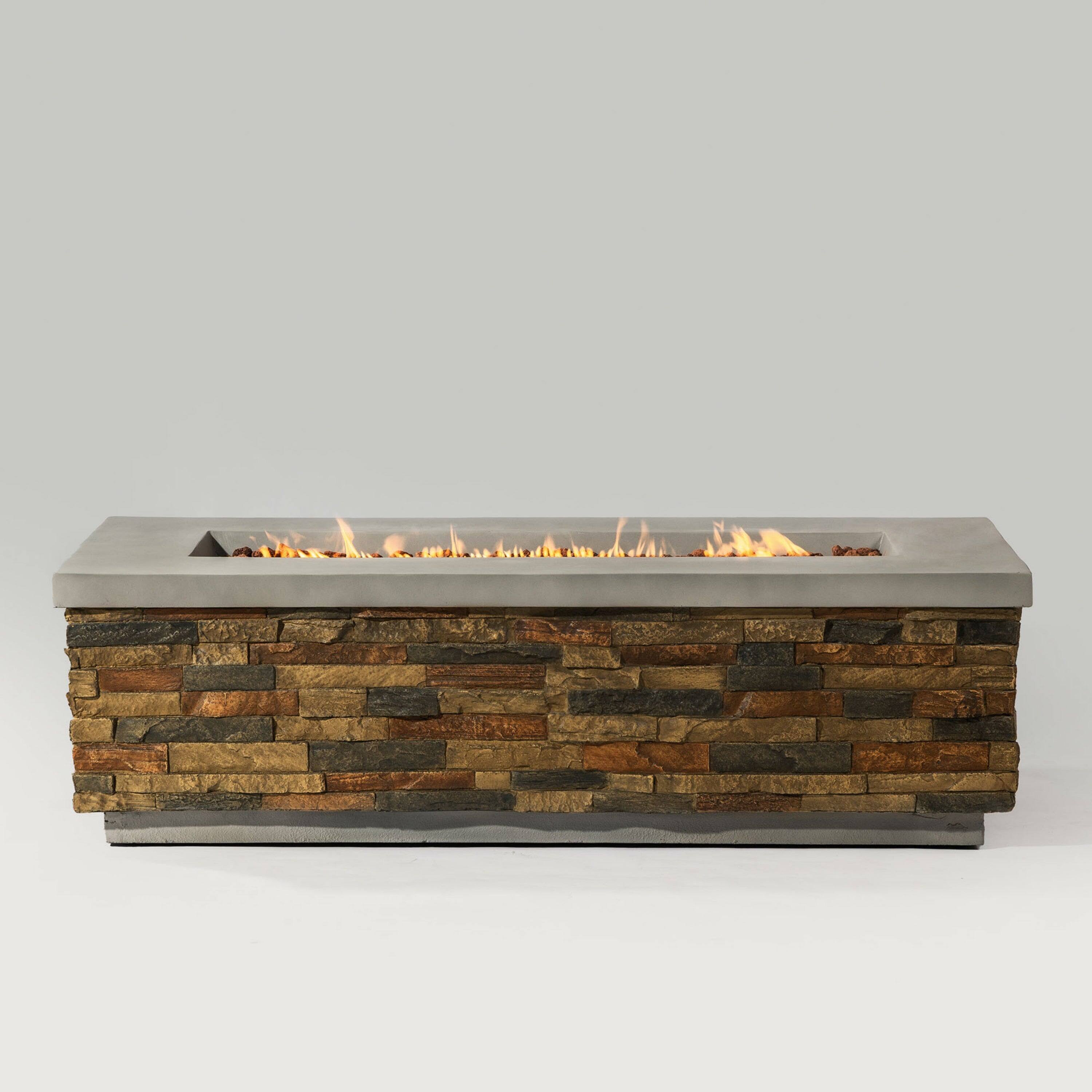 Boyel Living - 60 in. Propane Gas Fire Pit Table, 60,000 BTU Rectangular Concrete Outdoor Fire Pit for Patio & Backyard - Sandstone price history on PriceWatchPro