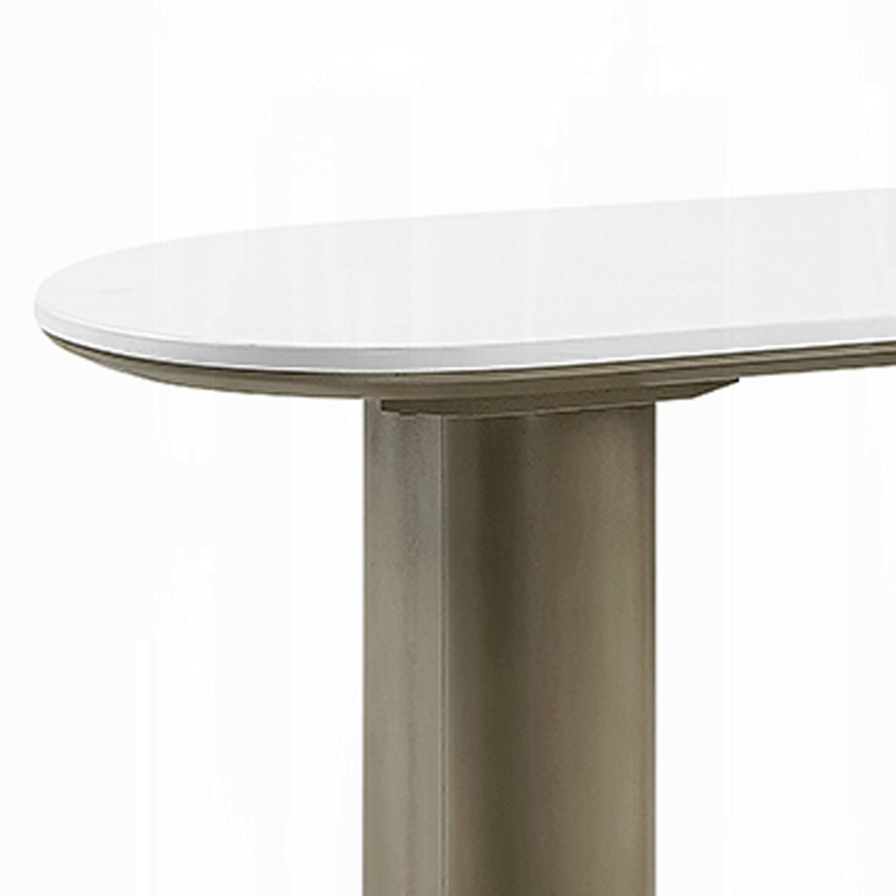 Alt View 3. Manhattan Lane - Jeh Sofa Console Table, 55 Inch White Oval Top, Pedestal Base - White, Oak Brown, Black.