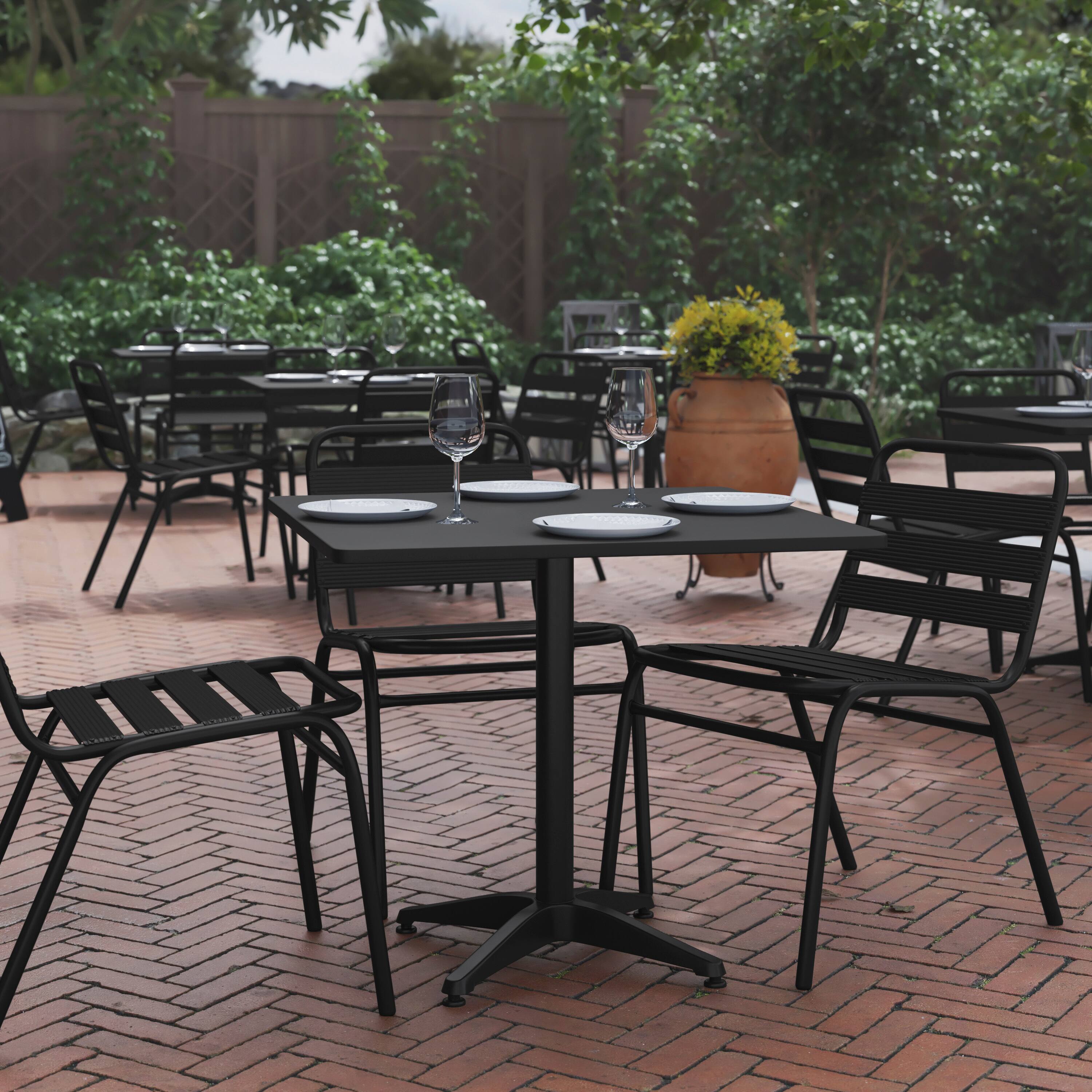 Alt View 1. Flash Furniture - Mellie 31.5'' Black Square Metal Indoor-Outdoor Table with Base - Black.