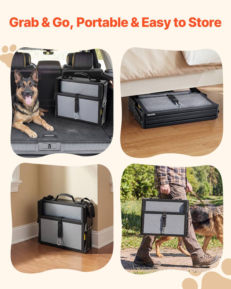 VEVOR Dog Stairs for Car, 4 Steps Extra Wide Foldable Dog Ramp for ...