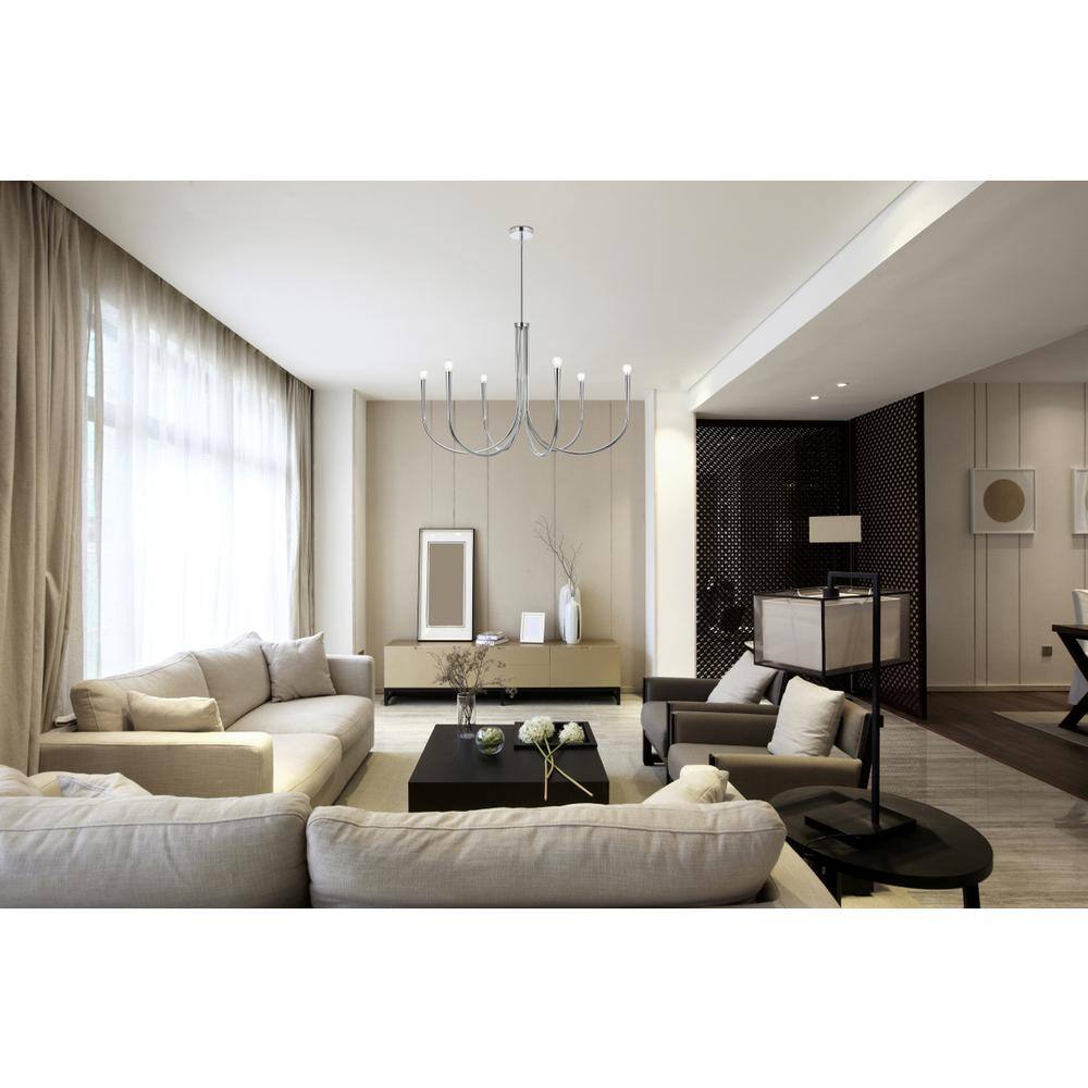 Angle. Living District - Layne 42 inch chandelier in Chrome - Chrome.