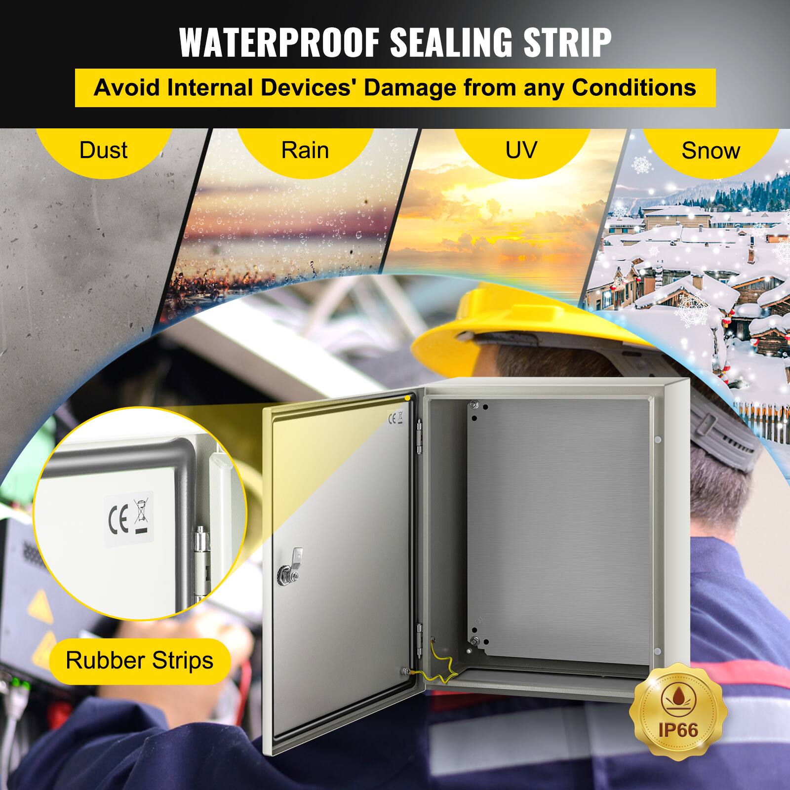 WATERPROOF SEALING STRIP

Avoid Internal Devices' Damage from any Conditions

Dust
Rain
UV
Snow

Rubber Strips

IP66