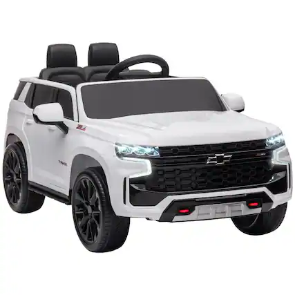 Front. BreeBe - Aosom 12V Chevrolet TAHOE Licensed Kids Electric ride on Car w/ Remote Control, Music, Lights, Horn, Suspension, Age 3–6 - White.