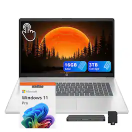 HP - 17.3" HD+ Touchscreen Laptop,Ryzen 5 7430U,16GB RAM, 2TB SSD+1TB Dock Station,AMD Radeon Graphics,Win 11 Pro - Silver