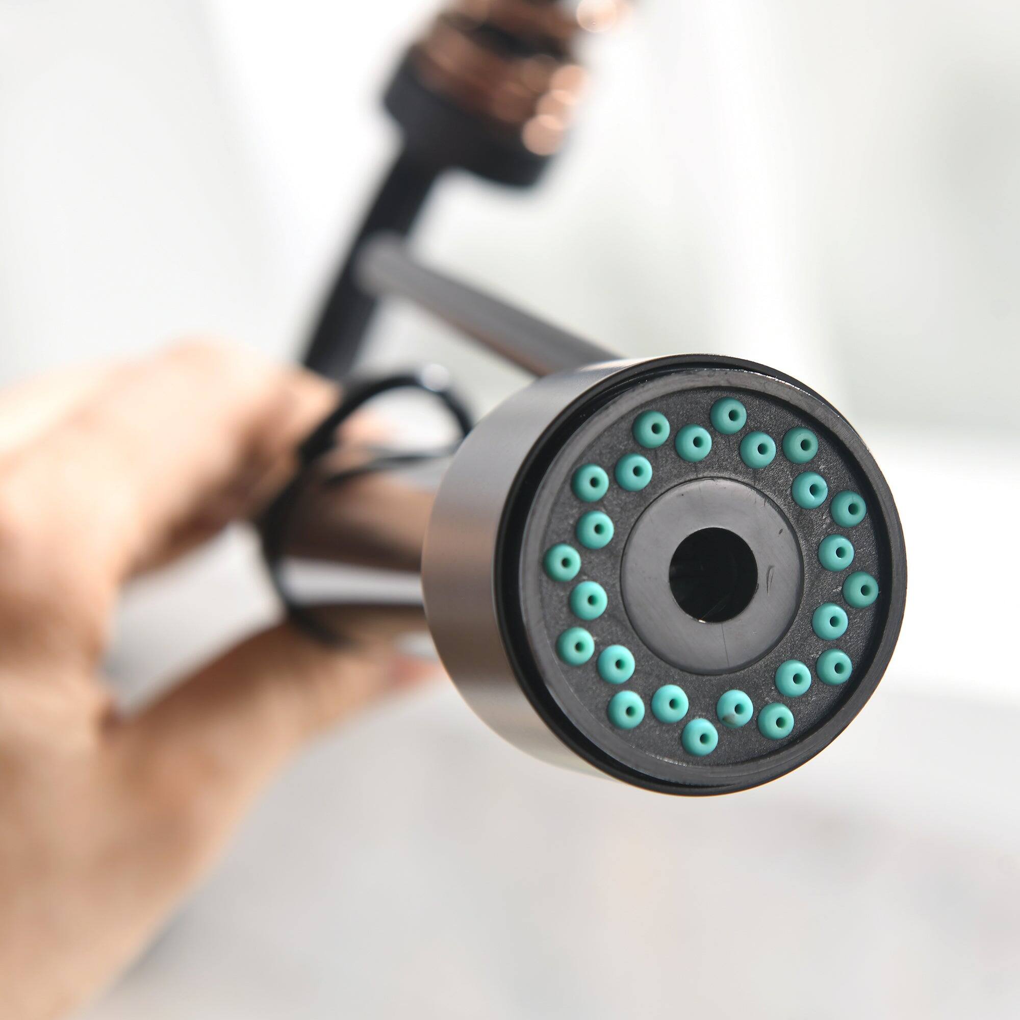 Alt View 7. Boyel Living - Matte Black Rose Gold Single Handle Pull Down Sprayer Kitchen Faucet with LED Light and Pot Filler - Matte Black Mix Rose Gold.