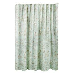 Greenland Home Fashions - Olivia Floral and Butterfly Print 12 Buttonholes Bath Shower Curtain 72" x 72" - Mint
