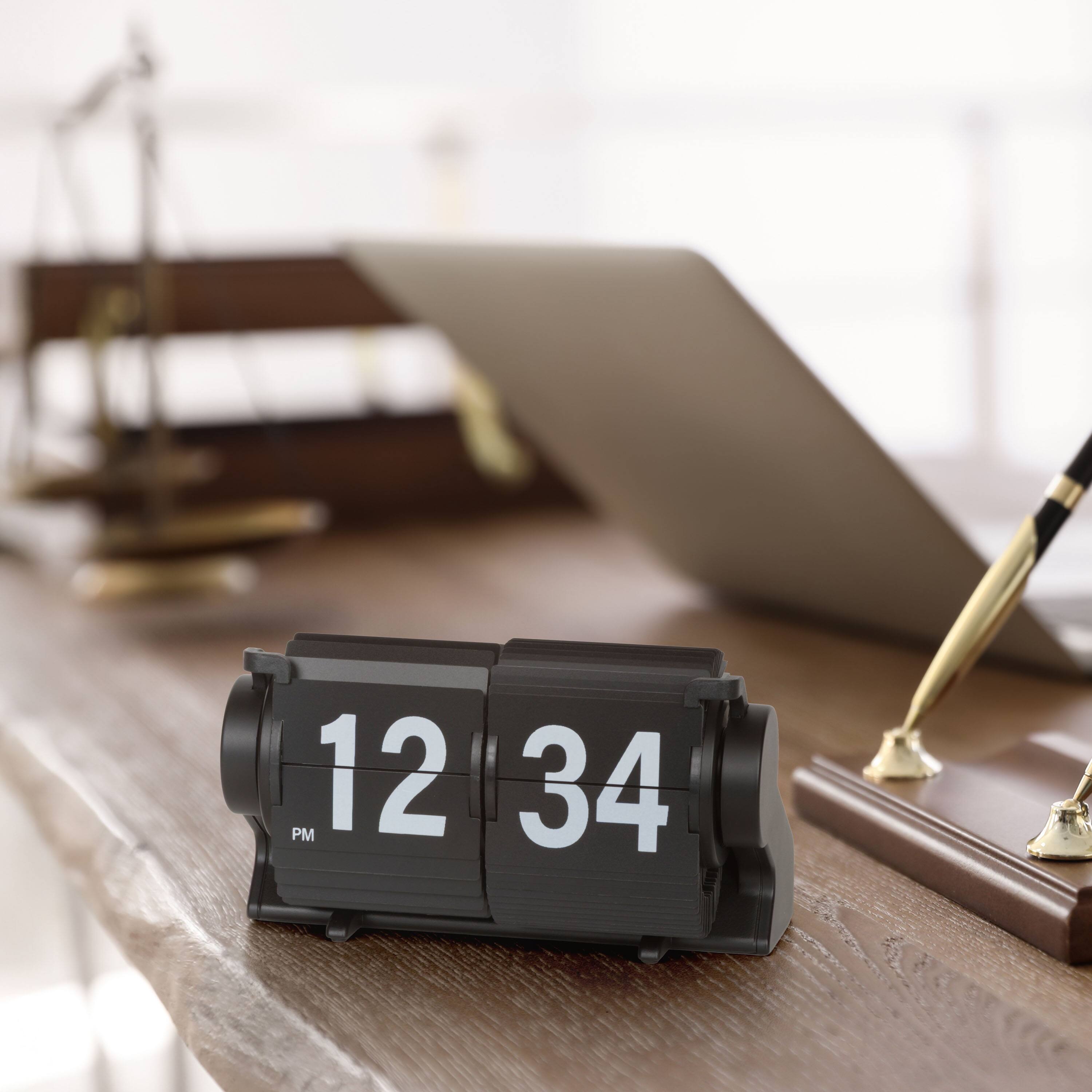 Alt View 2. La Crosse Clock Co. - Rollins Mini Mechanical Flip Clock - Black.