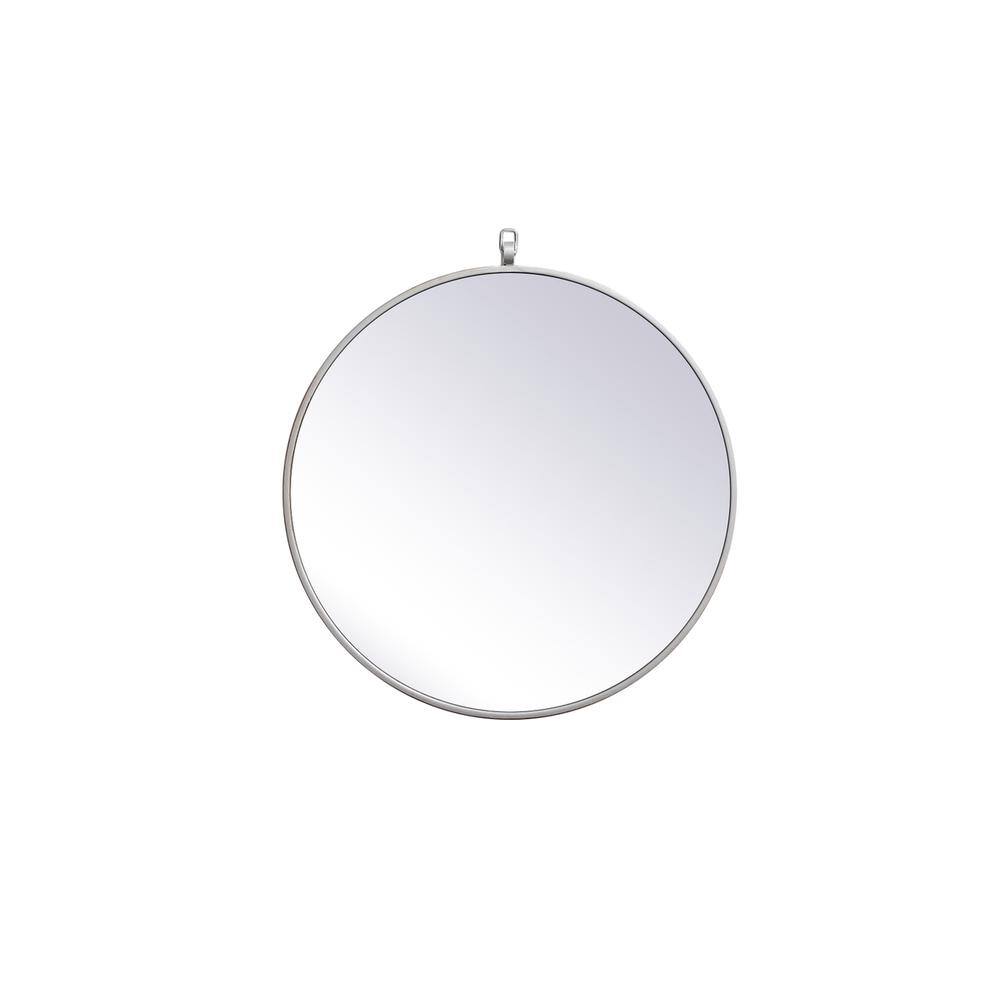 Alt View 2. Elegant Decor - Metal frame round mirror with decorative hook 21 inch in silver - Silver.