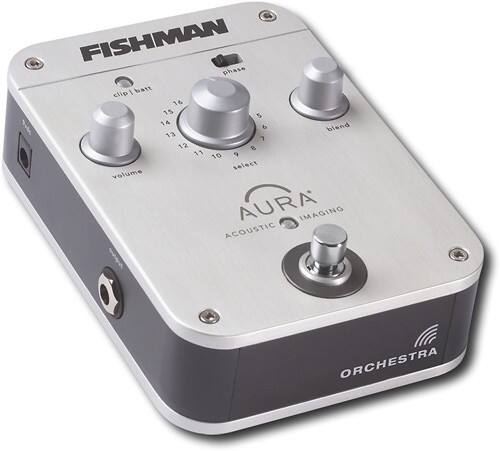 Angle Standard. Fishman - Aura Imaging Orchestra Pedal for Mid-Size Electric Guitars - Brushed Aluminum.