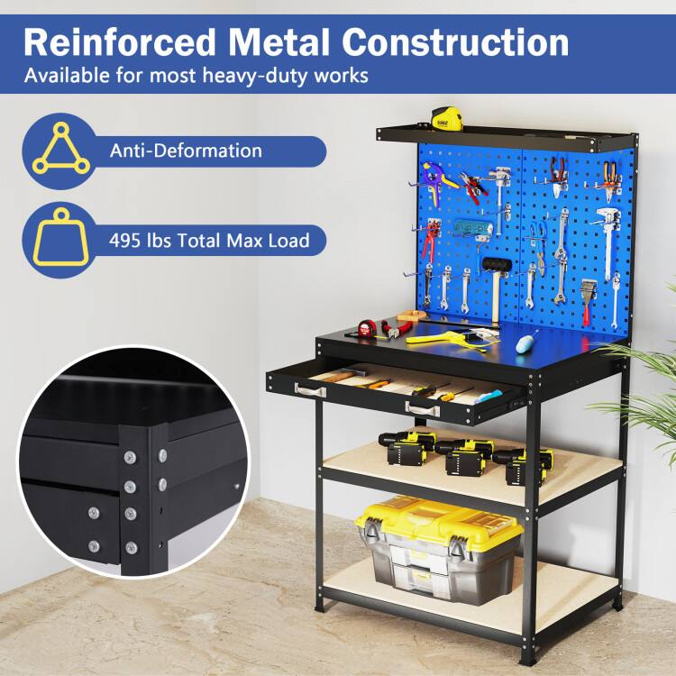 Reinforced Metal Construction  
Available for most heavy-duty works  

Anti-Deformation  

495 lbs Total Max Load