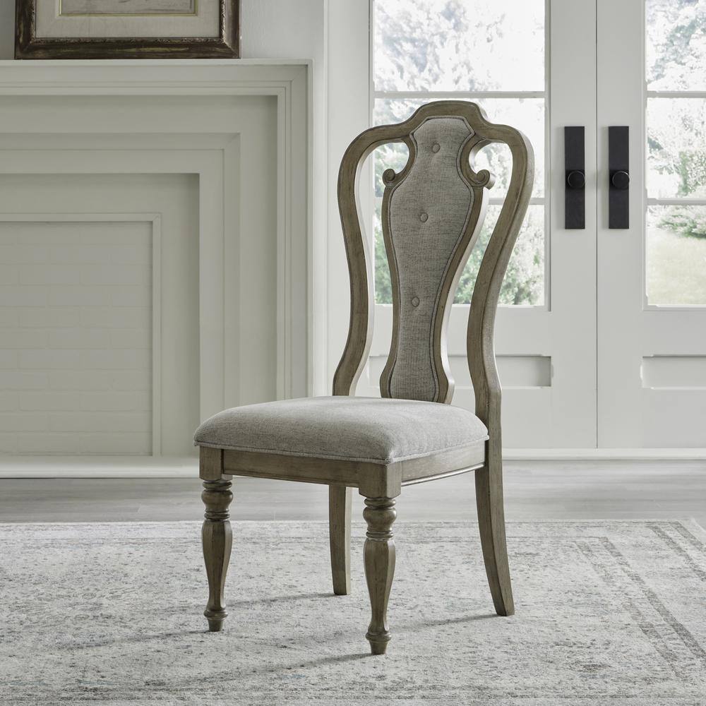 Alt View 3. Liberty Furniture Industries - Magnolia Manor Splat Back Uph Side Chair (RTA) - Set of 2 in Weathered Bisque - Brown.