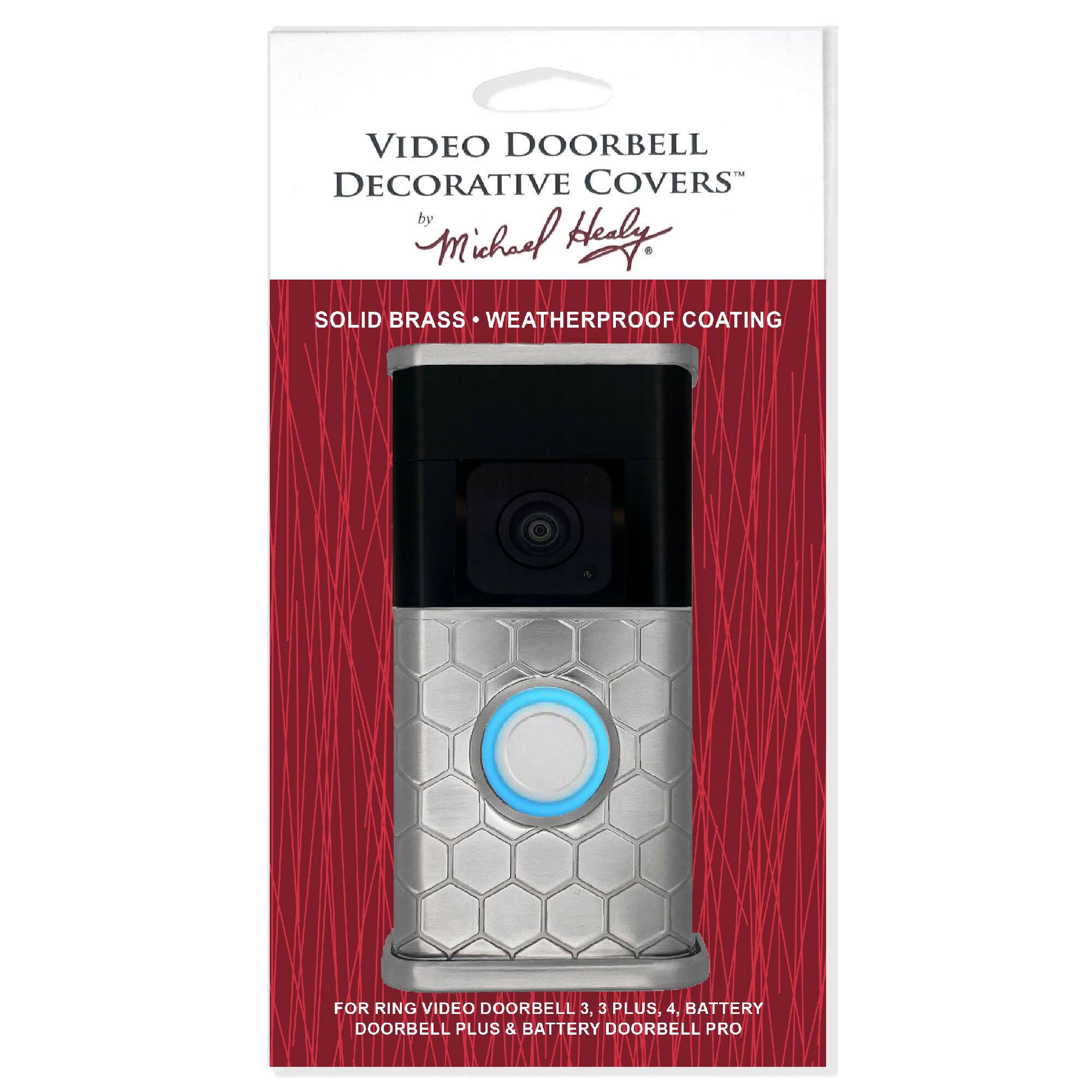 VIDEO DOORBELL DECORATIVE COVERS by Michael Hely - SOLID BRASS WEATHERPROOF COATING FOR RING VIDEO DOORBELL 3, 3 PLUS, 4, BATTERY DOORBELL PLUS & BATTERY DOORBELL PRO