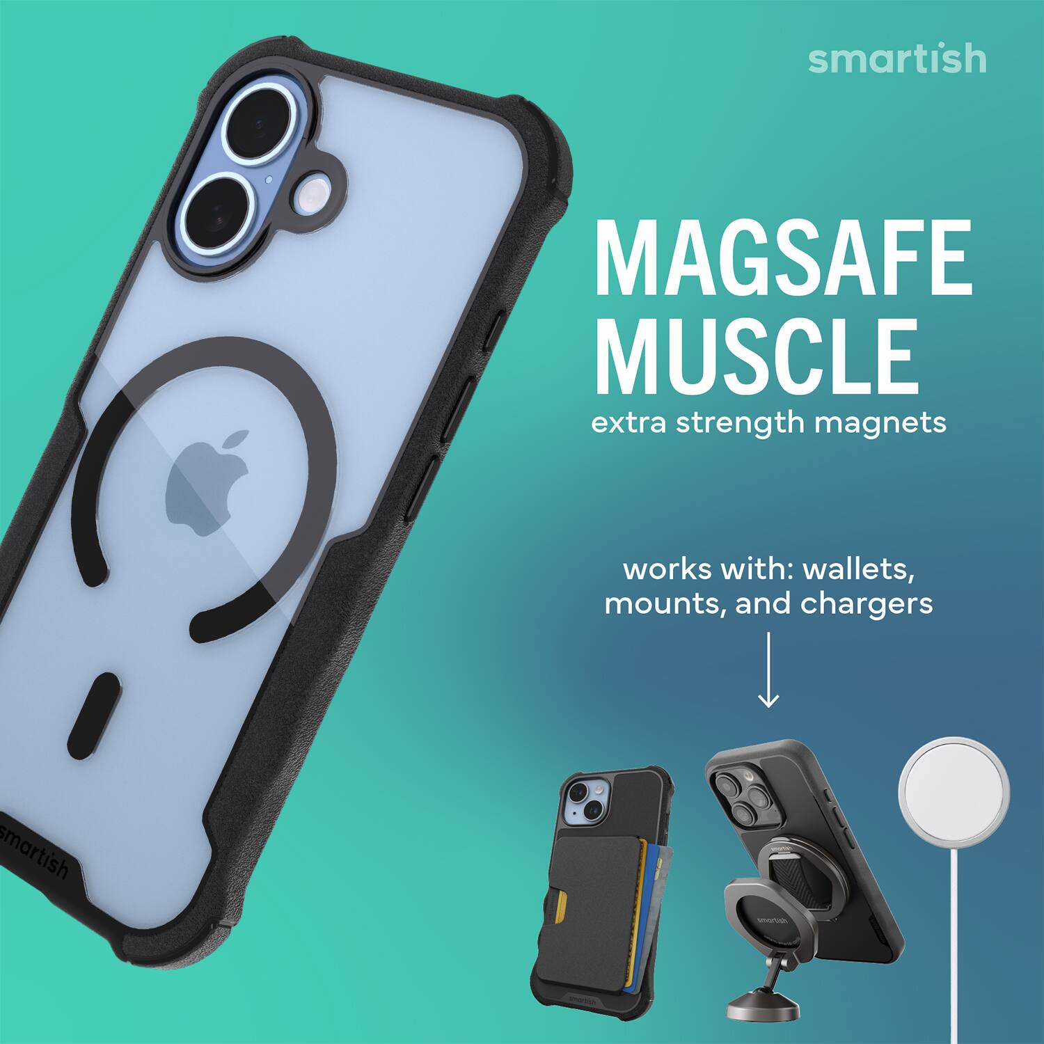 smartish MAGSAFE MUSCLE extra strength magnets works with: wallets, mounts, and chargers smartish