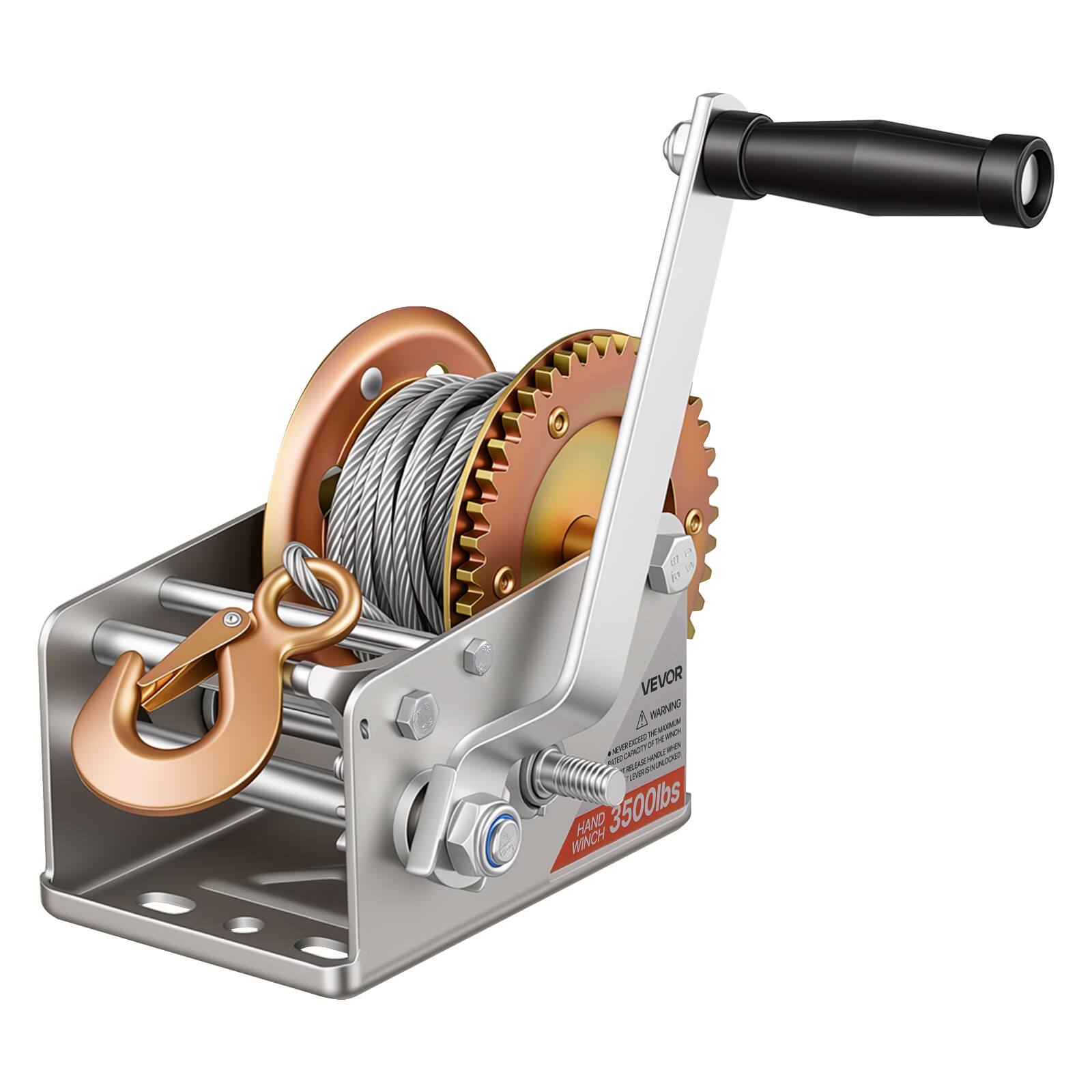 D2 07 Dd AW M S VEVOR A WARMING - - m WIEN 2 P . U a % VE AMP a   HAND 3500lbs WINCH