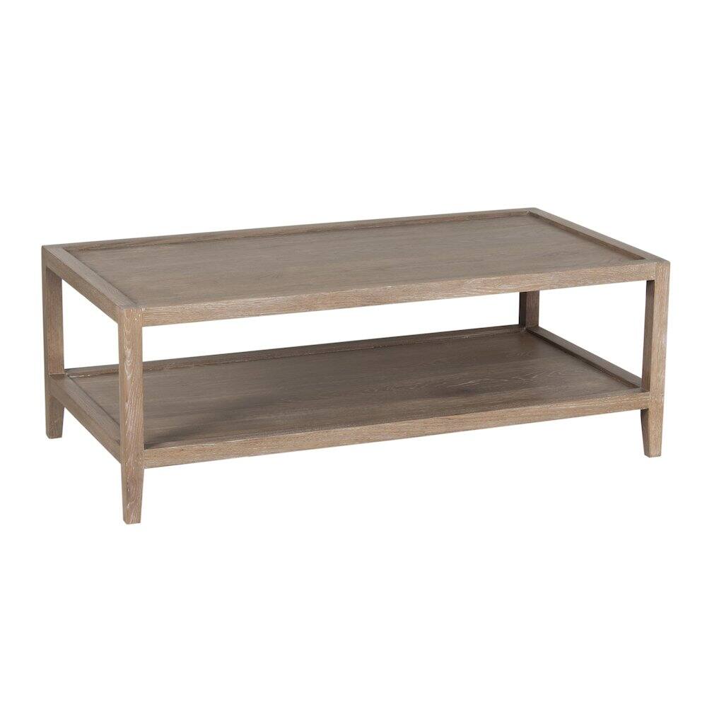 Alt View 2. Porter Designs - Lowell Solid White Oak Wood Coffee Table - Brown.
