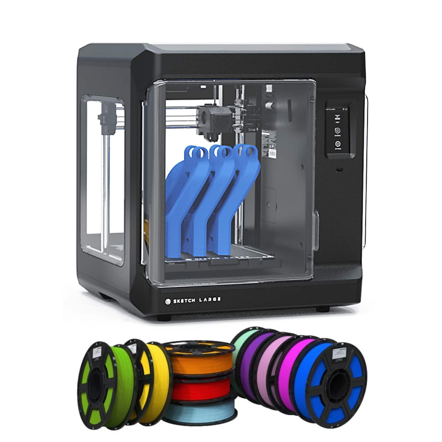 MakerBot - Sketch Large Black 3D Printer with PLA 1.75mm Rainbow Filament Bundle