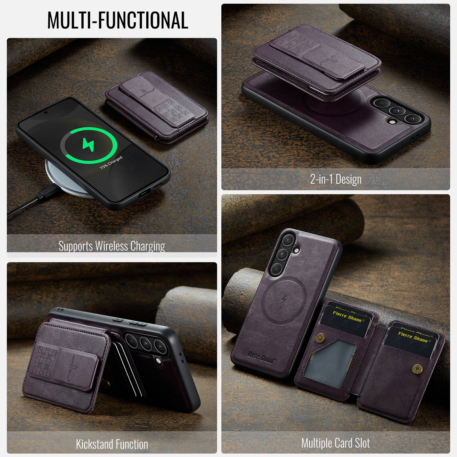 MULTI-FUNCTIONAL

- 2-in-1 Design
- Supports Wireless Charging
- Kickstand Function
- Multiple Card Slot