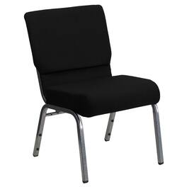 Emma + Oliver - Stacking Auditorium Chair with 21" Seat - Black Fabric/Silver Vein Frame