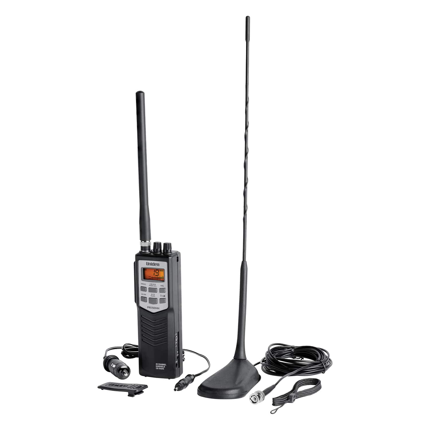 Uniden - Pro Series 40-Channel Handheld CB Radio Magnet-Mount Antenna PRO501TK - Black