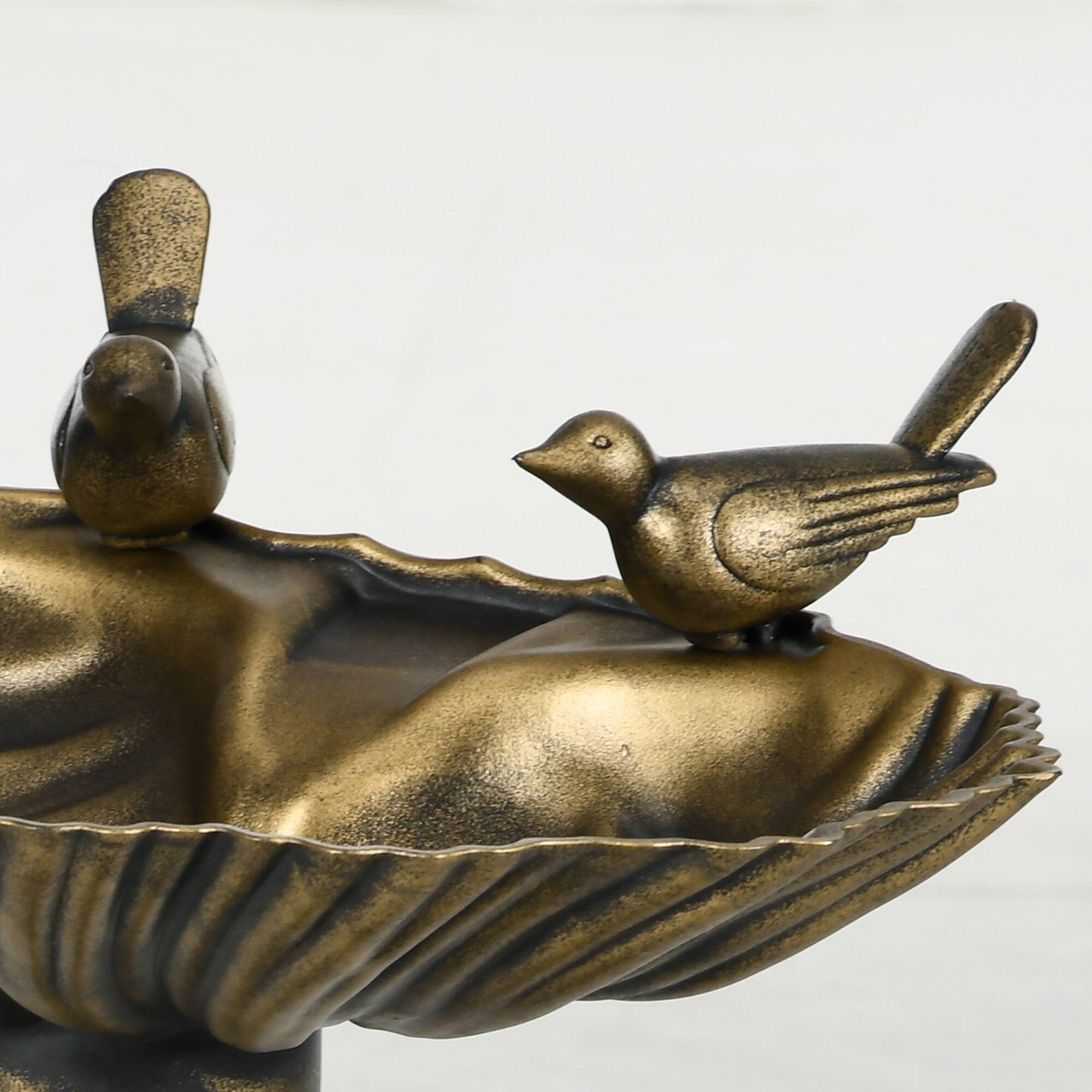 Alt View 7. Outsunny - Antique Bird Bath Decorative Birdbath Bird Feeder Bowl with Planter Pedestal and Bird Statues - Bronze.