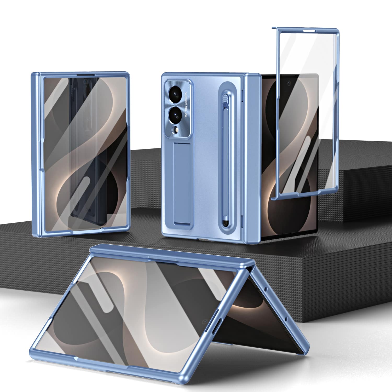 Dteck - For Samsung Galaxy Z Fold8 Case Rugged Full Body Built-in Screen Protector Hinge Protection Invisible Kickstand+Stylus - Blue price history on PriceWatchPro