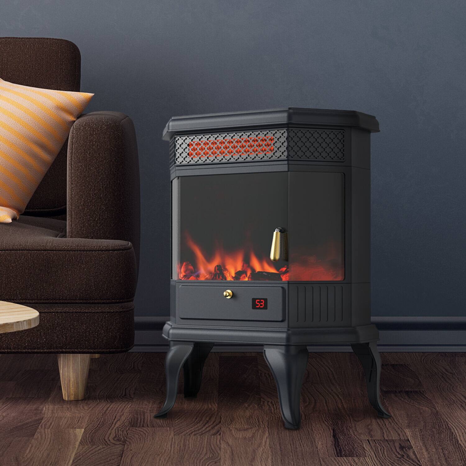 Alt View 16. Lifesmart - 3 Element 3D Top Heater Stove with Fire Burning Crackle Sound - Black.